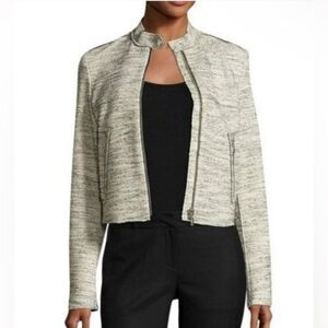 Theory Moto Style Stretch Tweed Jacket High Quality Size Extra Small EUC